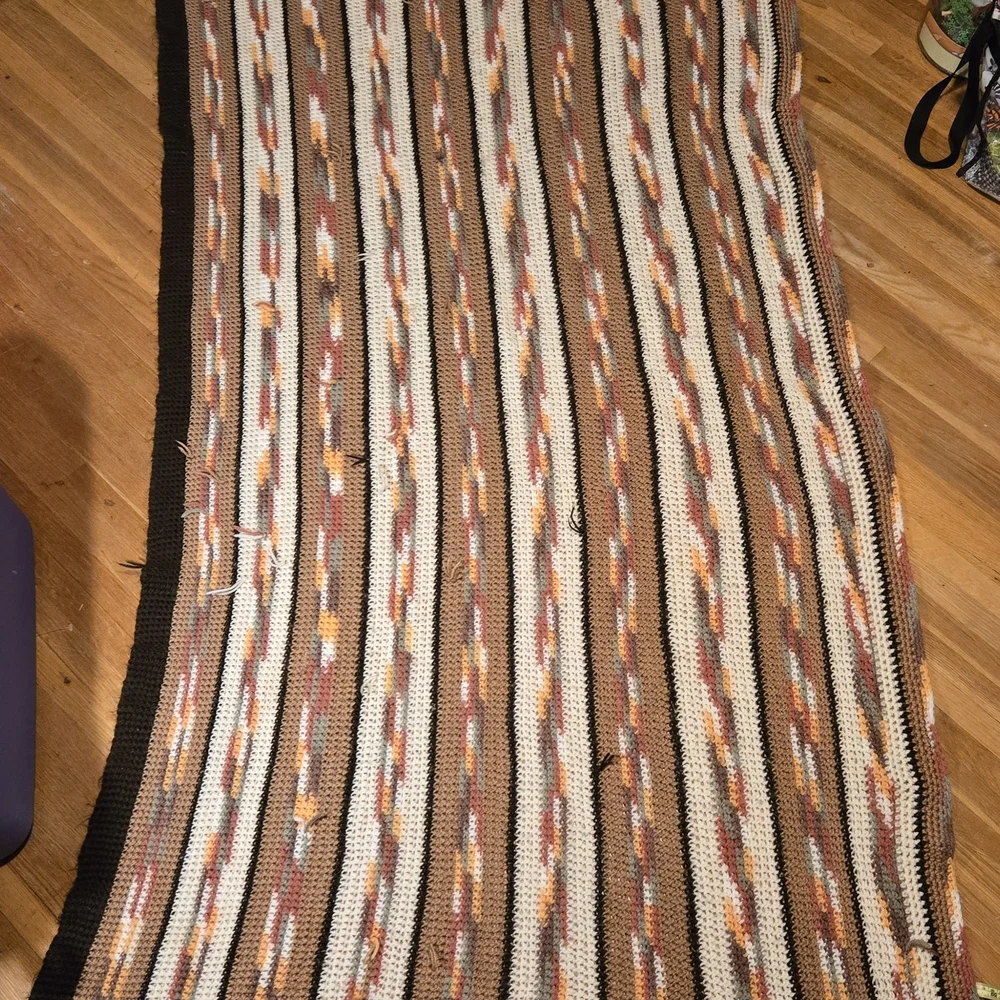 Multicolor Striped Knit/Crochet Throw‎ Soft